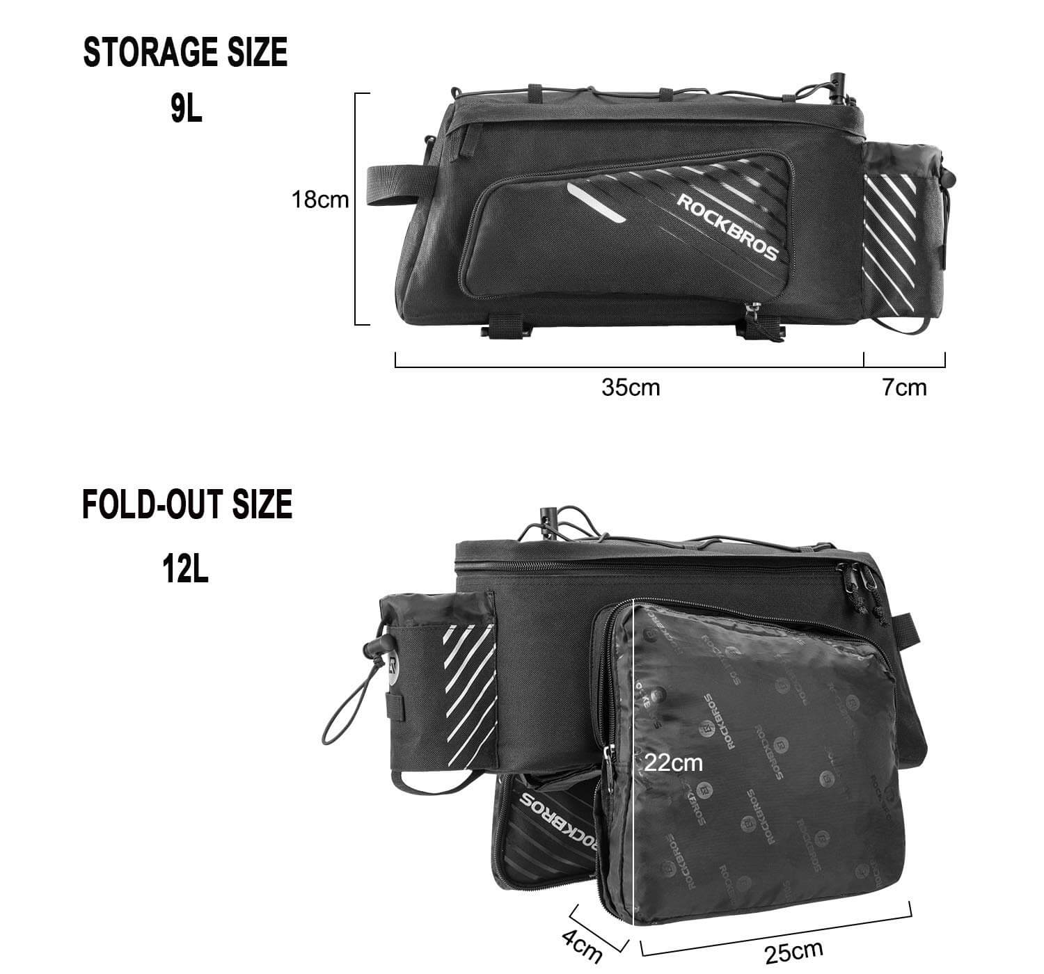 ROCKBROS 12L Bike Rack Bag with Rain Cover - Image 7