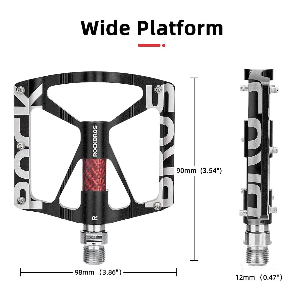 ROCKBROS Aluminum Bike Pedals Non-Slip 9/16 Platform MTB Pedals - Image 9
