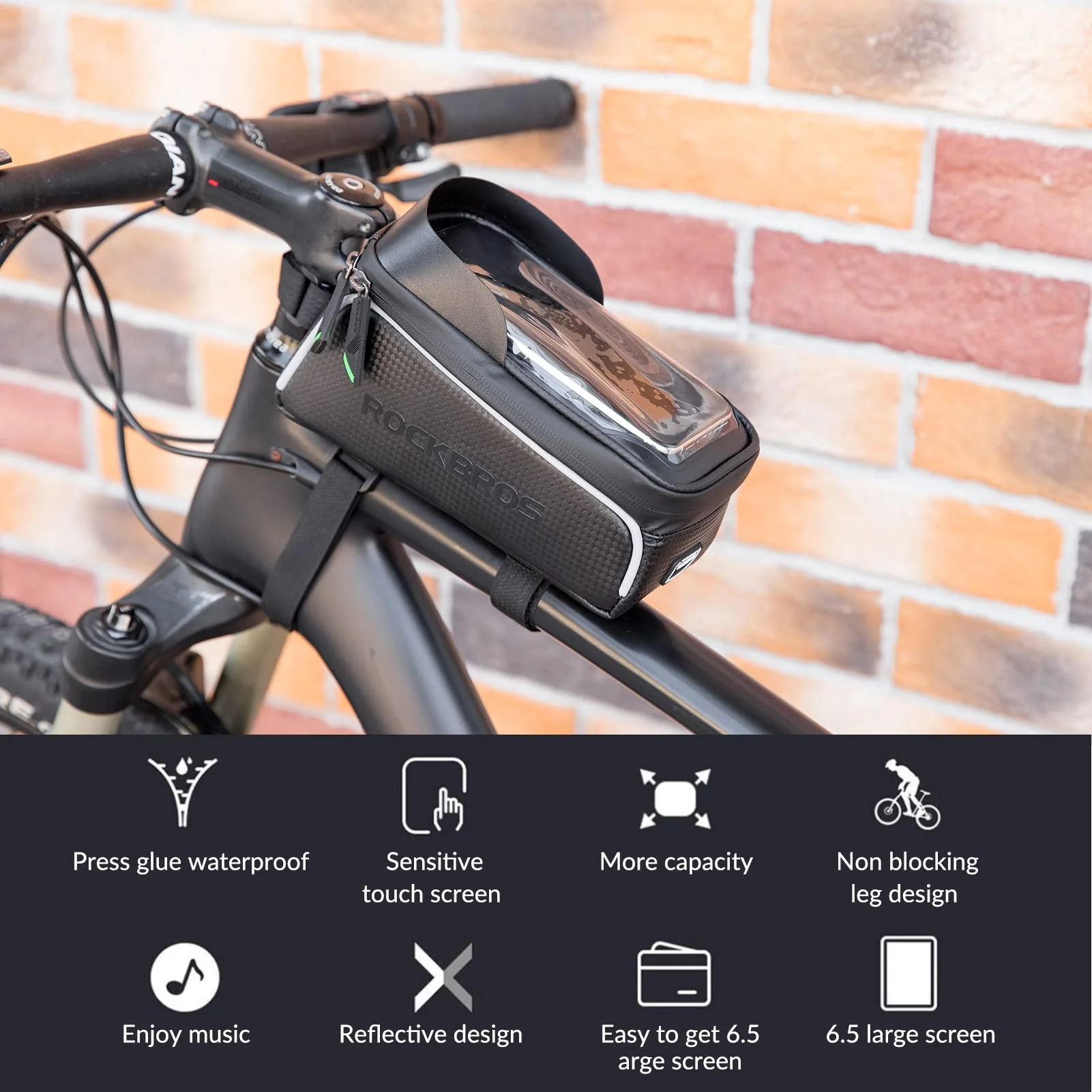 ROCKBROS Bike Phone Front Frame Bag Waterproof - Image 3