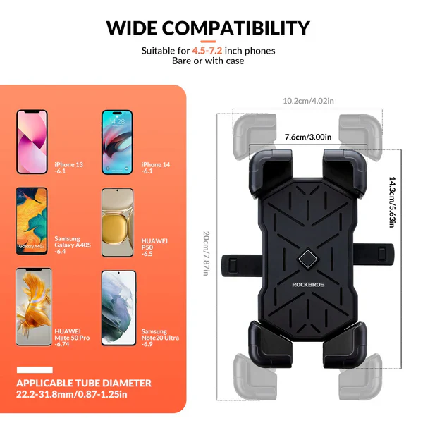 ROCKBROS Bike Phone Holder Mount Clamp 360 Rotatable Motorcycle Mount - Image 4