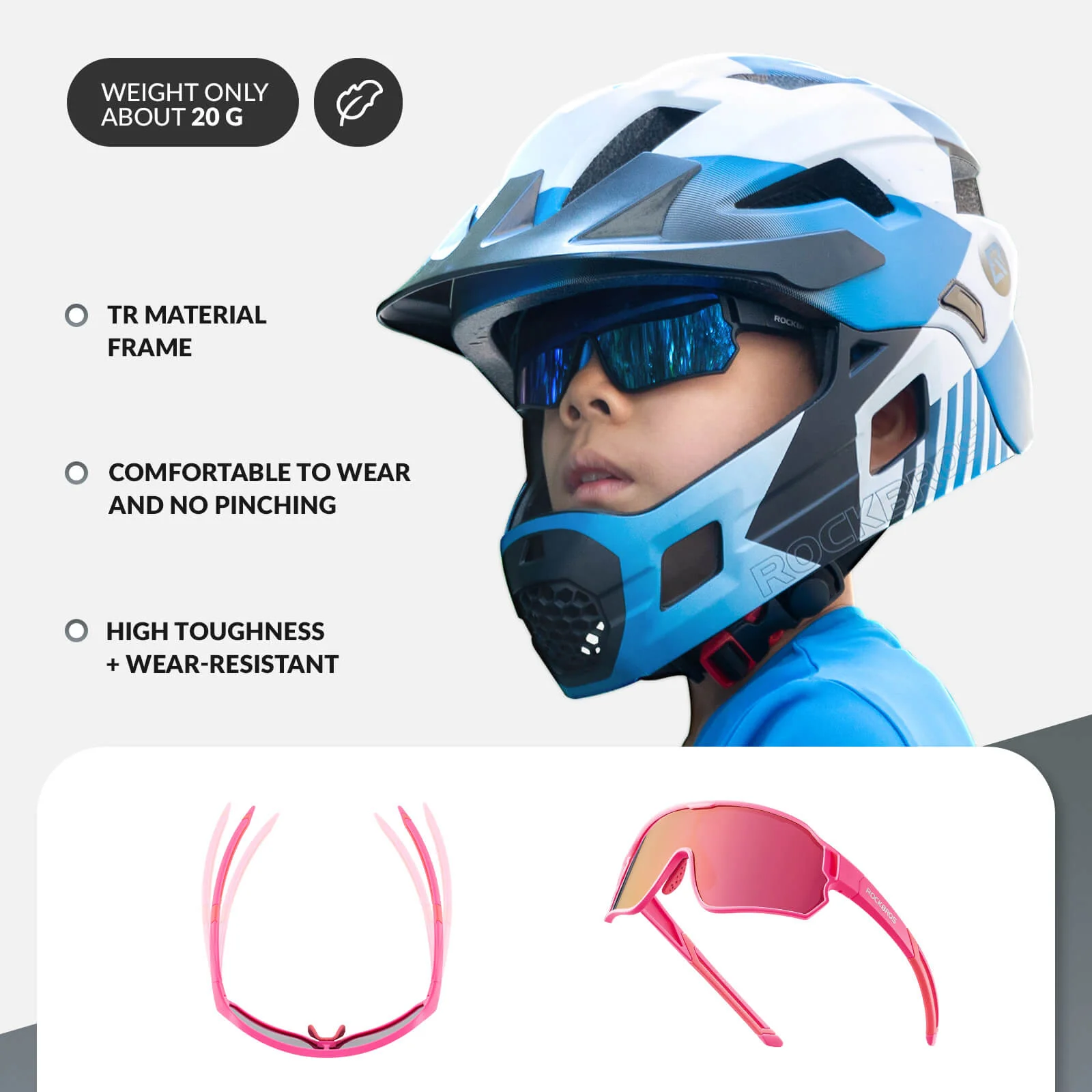 ROCKBROS Kids Polarized Cycling Sunglasses UV400 Bike Glasses - Image 16