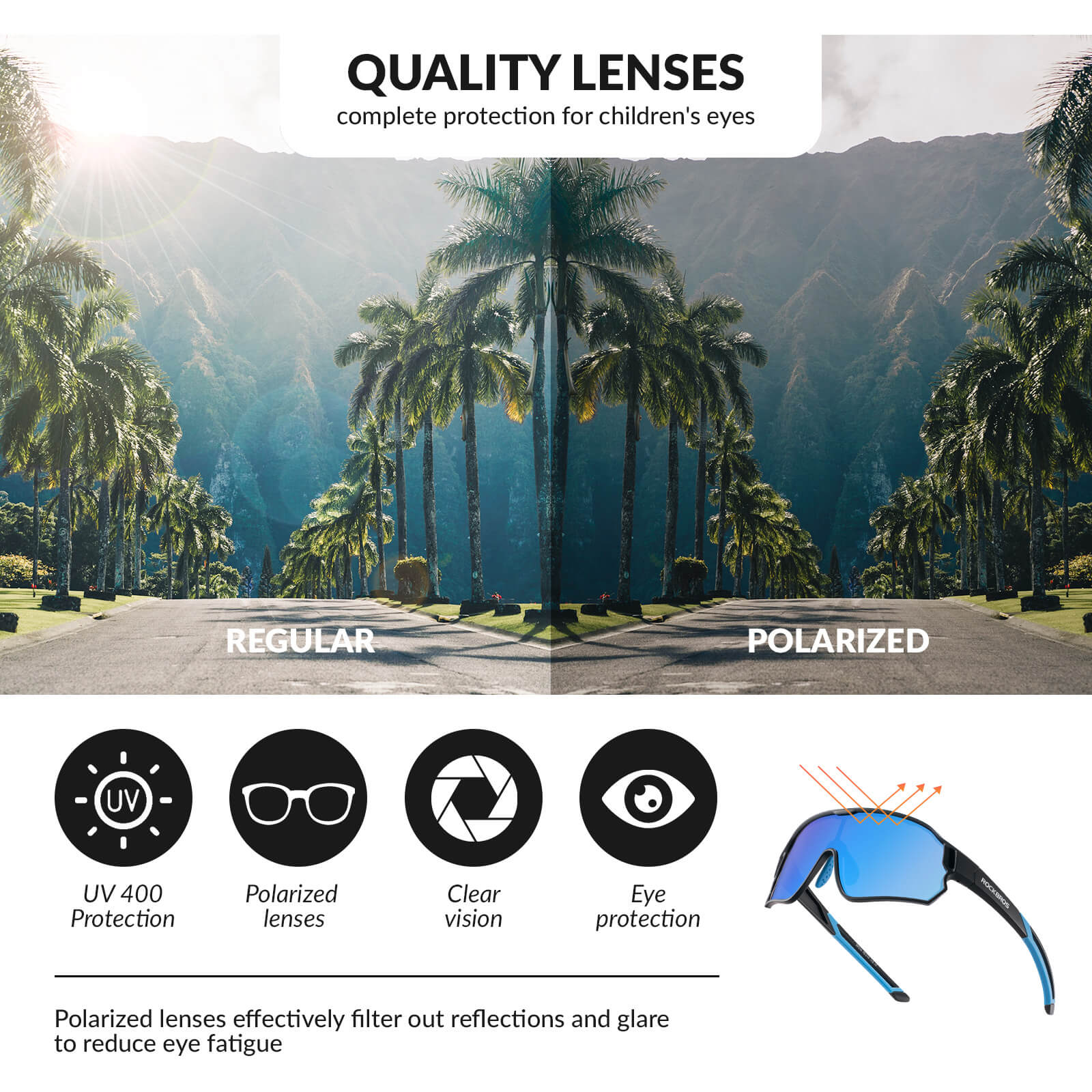 ROCKBROS Kids Polarized Cycling Sunglasses UV400 Bike Glasses - Image 20