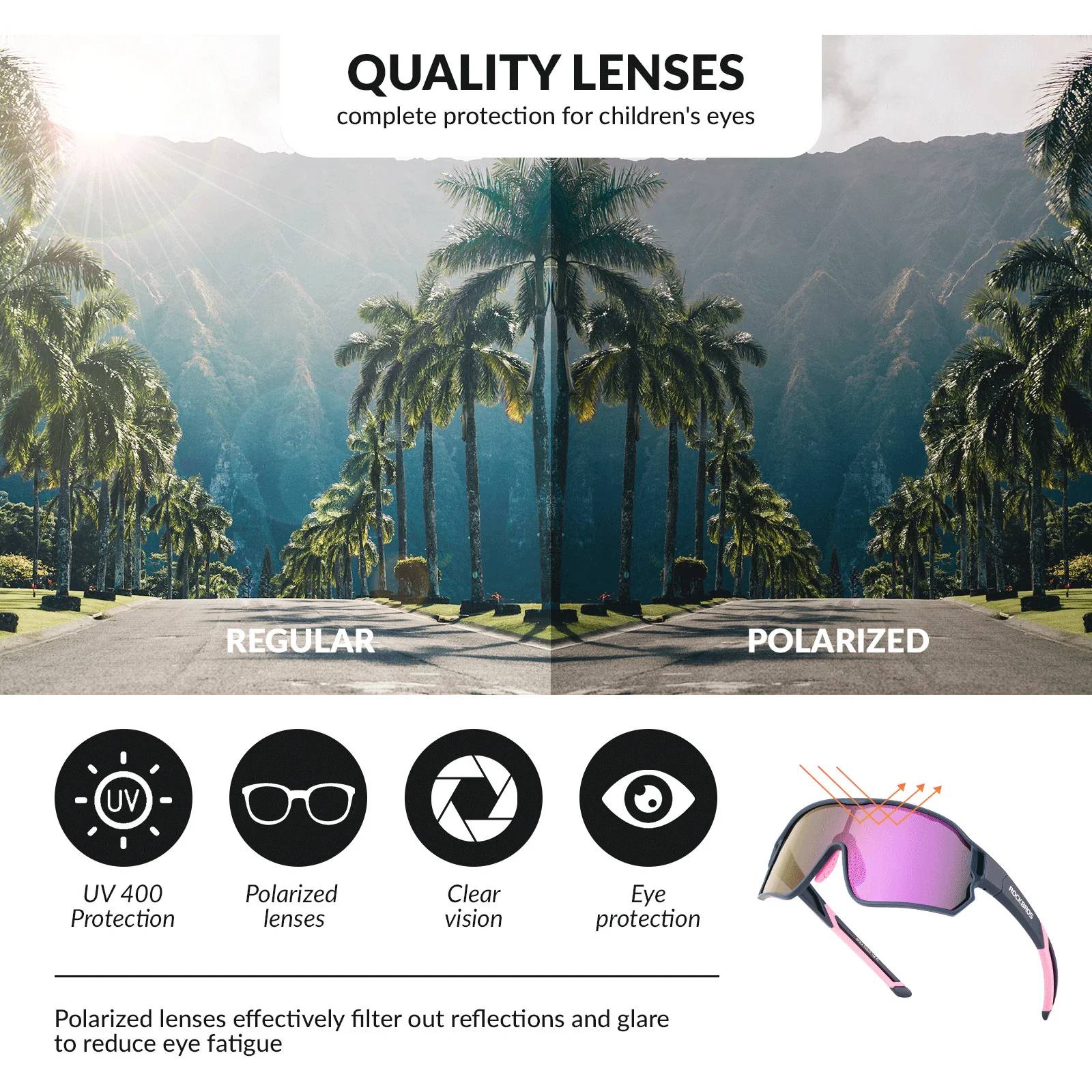 ROCKBROS Kids Polarized Cycling Sunglasses UV400 Bike Glasses - Image 23