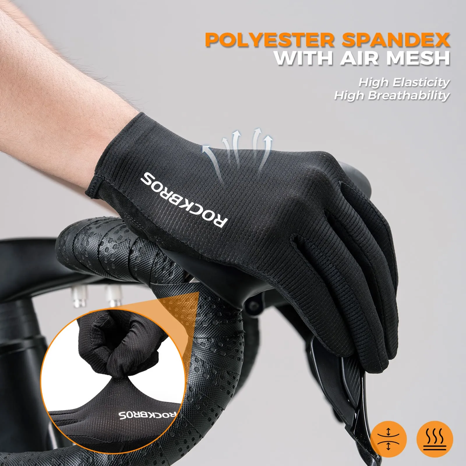 S396-1 Solid Color Full Finger Cycling Gloves - Image 7