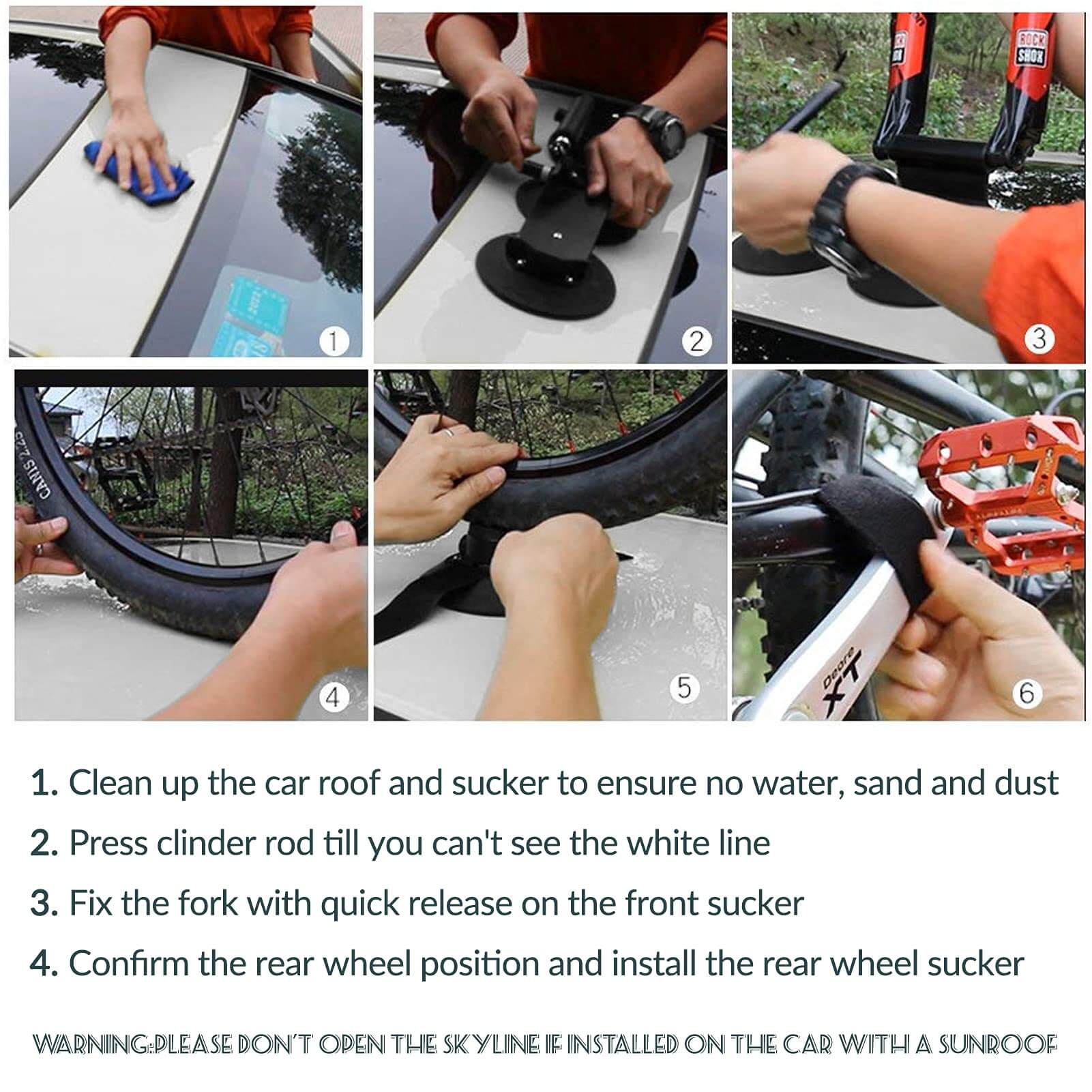 Suction Cup Bike Rack for Car Roof Quick Release Roof Mounted Carrier - Image 14