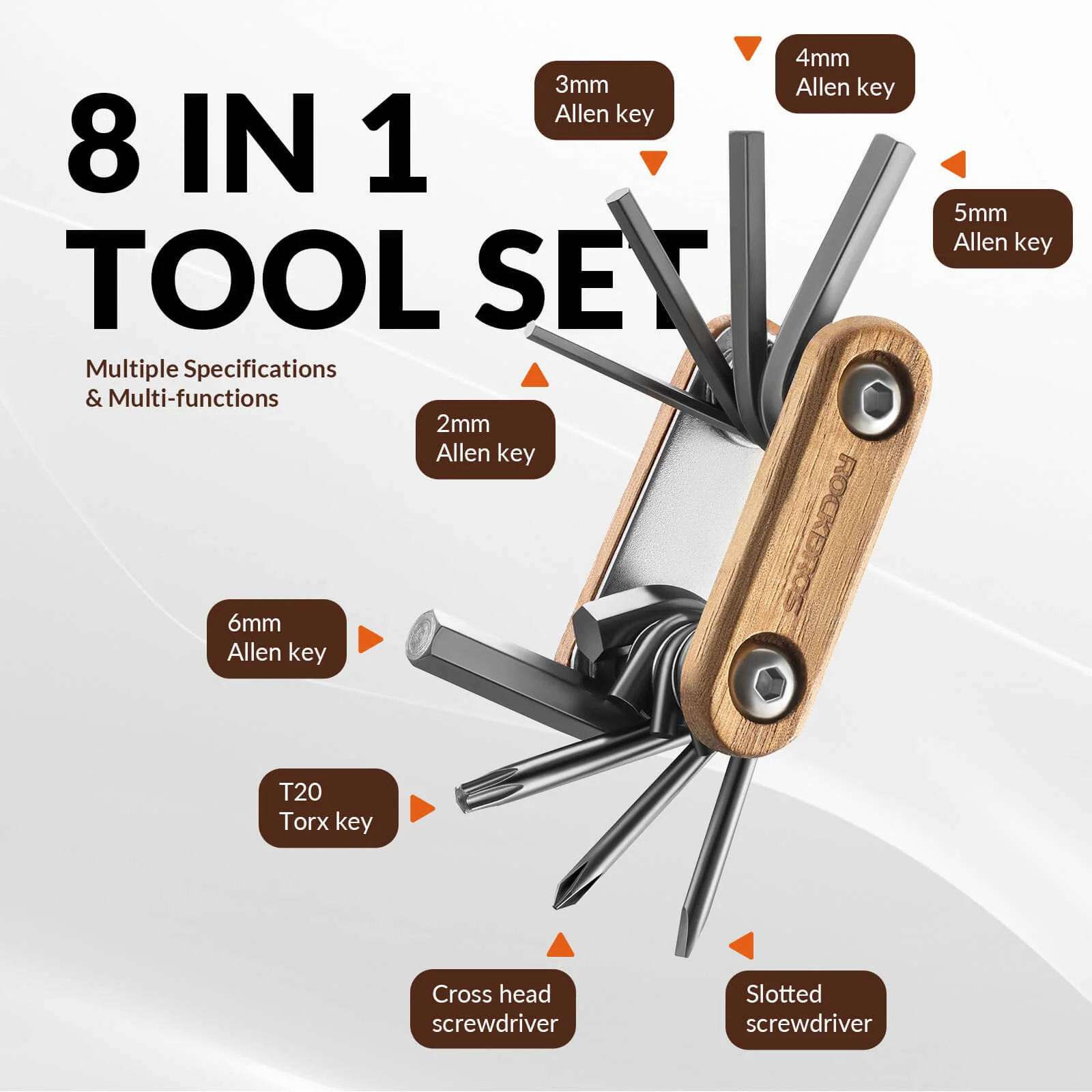 Titanium Bike Multi Tool with Wooden Handle - Image 4