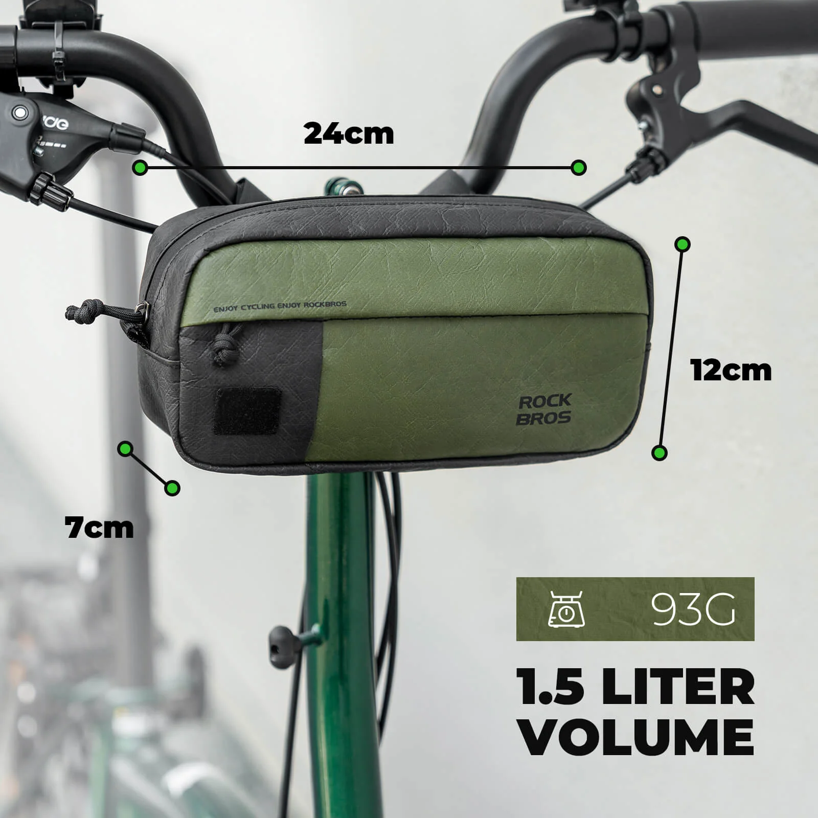 Bike Handlebar Bag with Shoulder Strap - 1.5L - Image 5