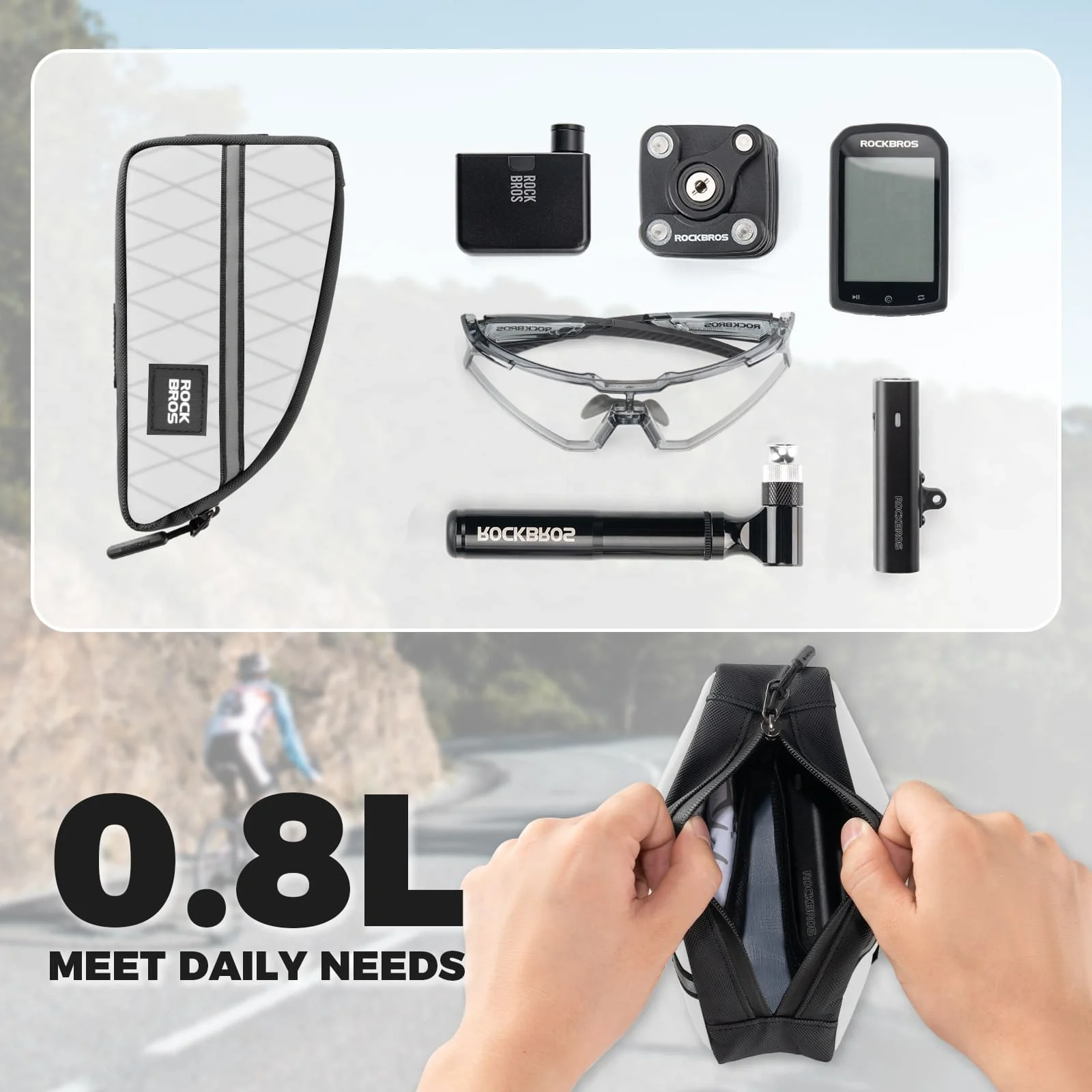 Waterproof Bike Top Tube Bag Nylon Frame 0.9L - Image 3