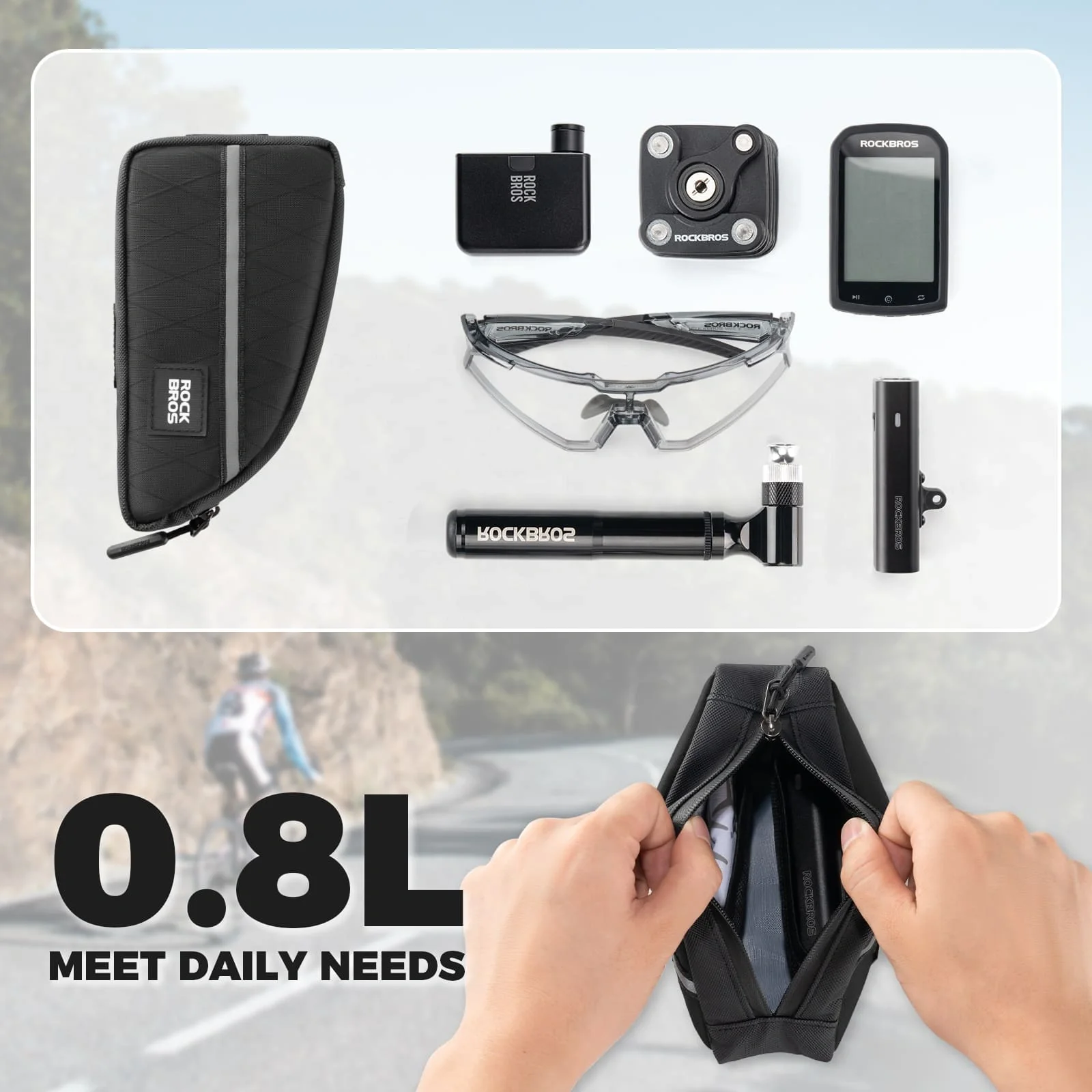 Waterproof Bike Top Tube Bag Nylon Frame 0.9L - Image 9